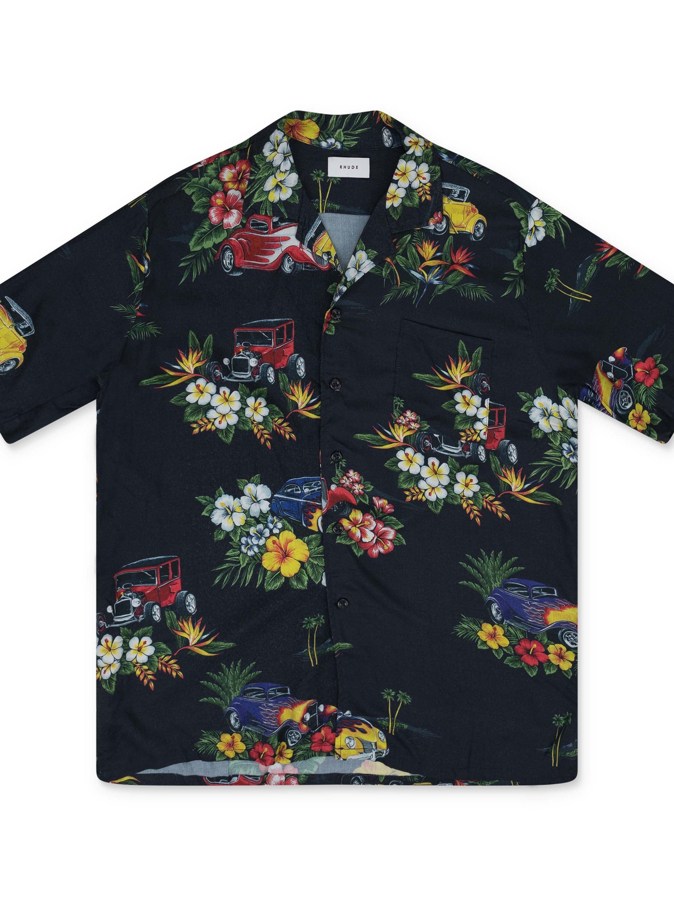 Multicolor Hot Rod Hawaiian Girl Button-Up