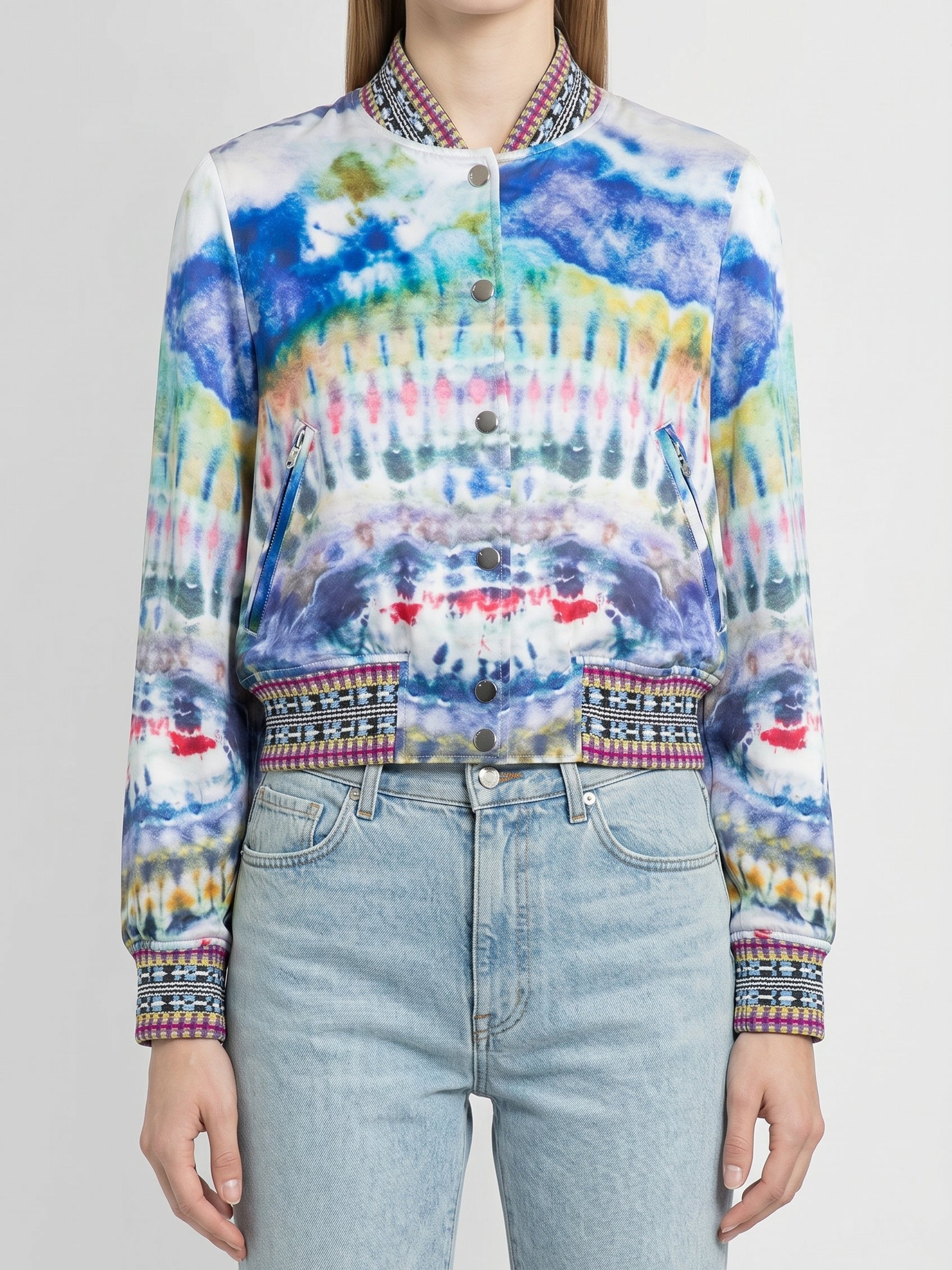 AMIRI WOMEN'S MULTICOLOR CROPPED BOMBER JACKET