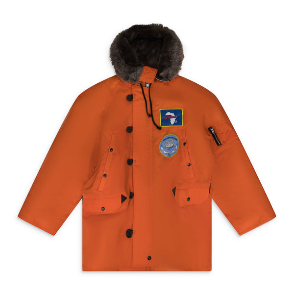 ORANGE WHT LION PARKA JACKET