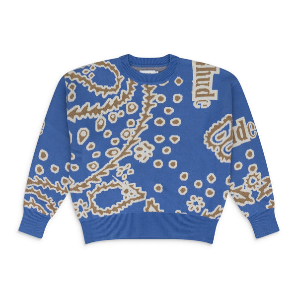 BLUE BANDANA KNIT SWEATER