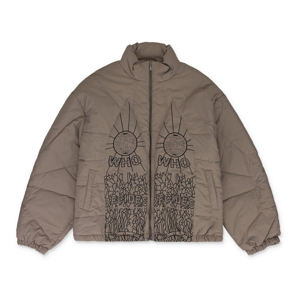 GRAY EMBROIDERED BOMBER