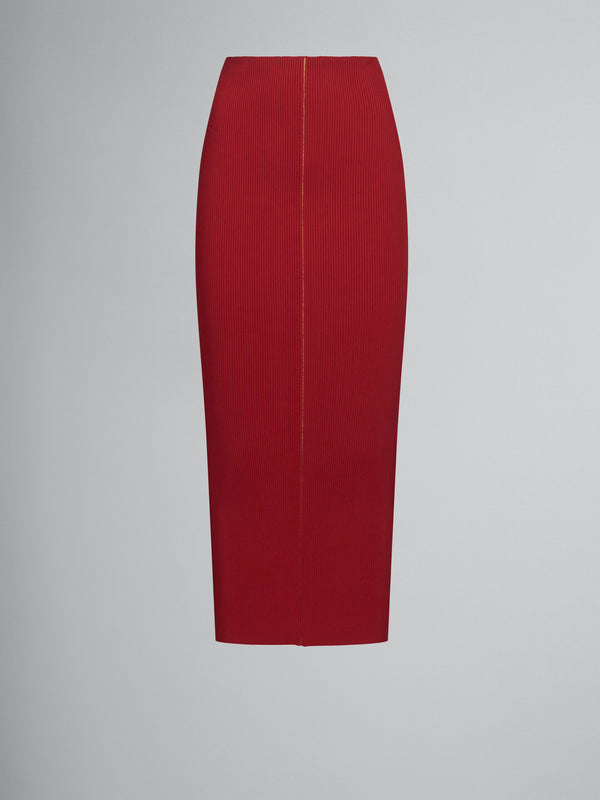 MARNI WOMEN'S RED RIBBED PENCIL SKIRT