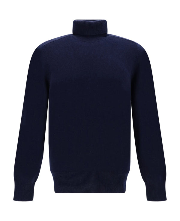 BRUNELLO CUCINELLI MEN'S NAVY CASHMERE TURTLENECK SWEATER