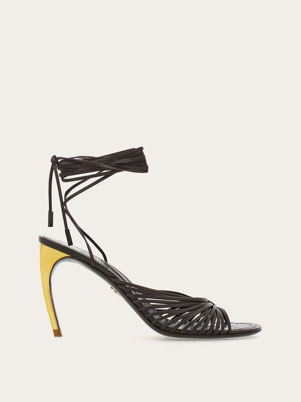FERRAGAMO WOMEN'S BLACK LAMBSKIN STRAPPY SHOE