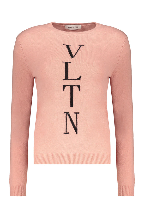 VALENTINO WOMEN'S PINK WOOL CREWNECK SWEATER